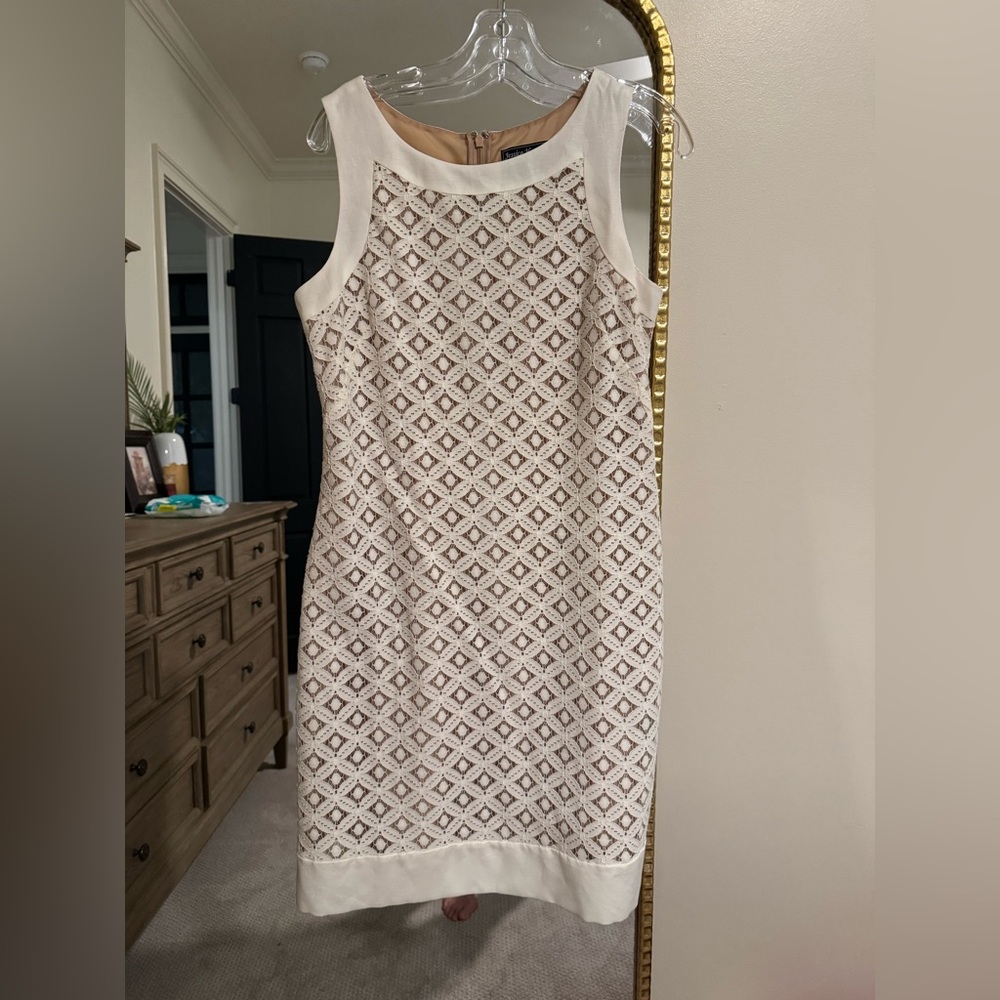 Jessica Howard Cream and Brown Geometric Dress size 8